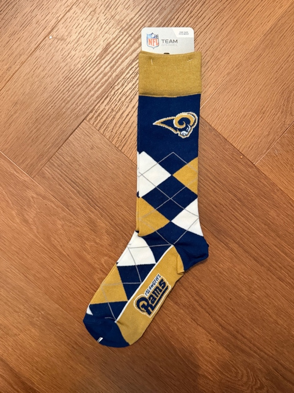 NWT Los Angeles Rams NFL Argyle Dress Socks Blue Gold One Size